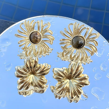 18K gold plated Stainless steel  Flowers earrings, Intensity