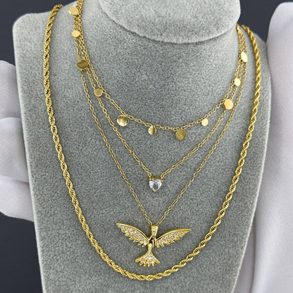 18K gold plated Stainless steel  Bird necklace, Intensity