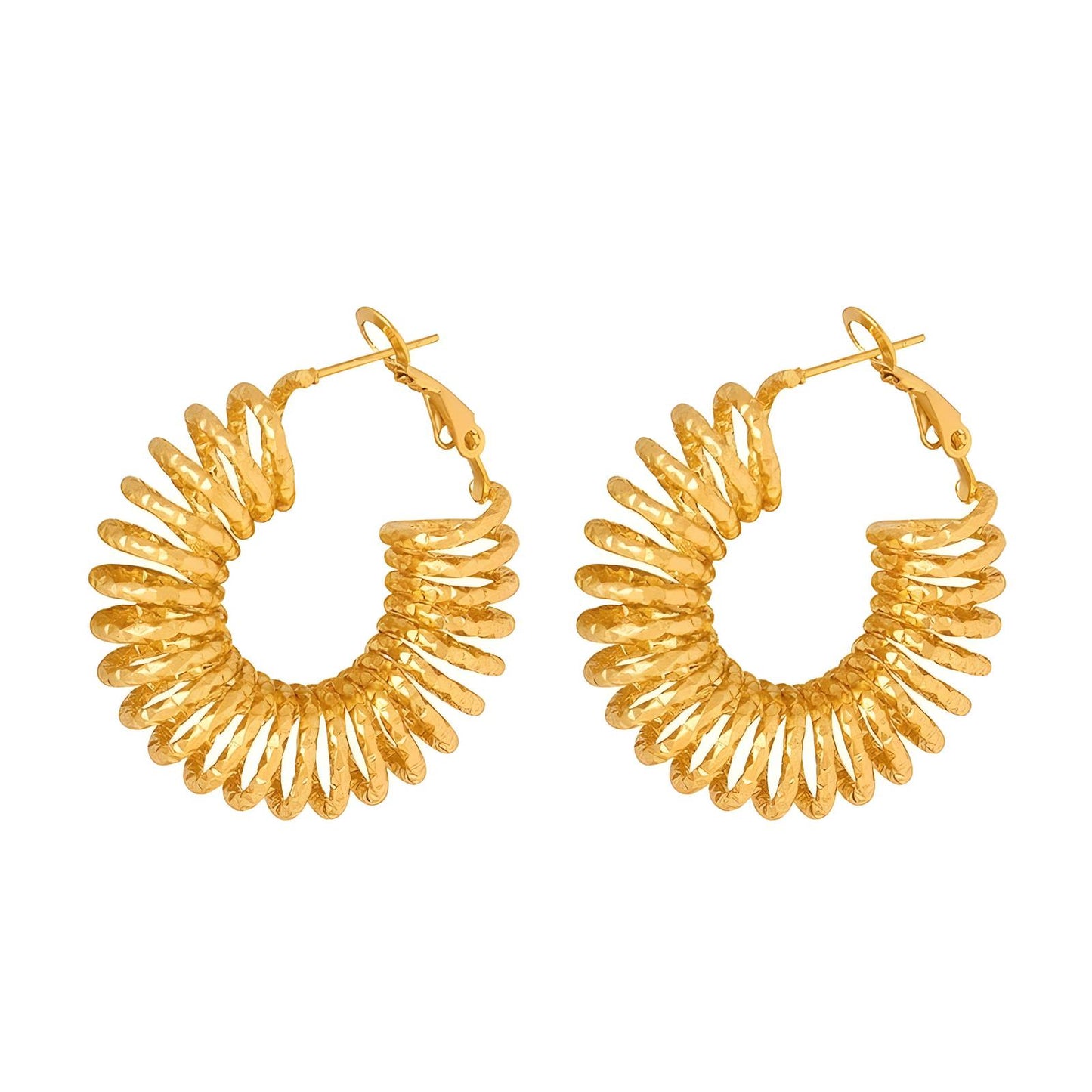 18K gold plated Stainless steel  Spiral earrings, Intensity