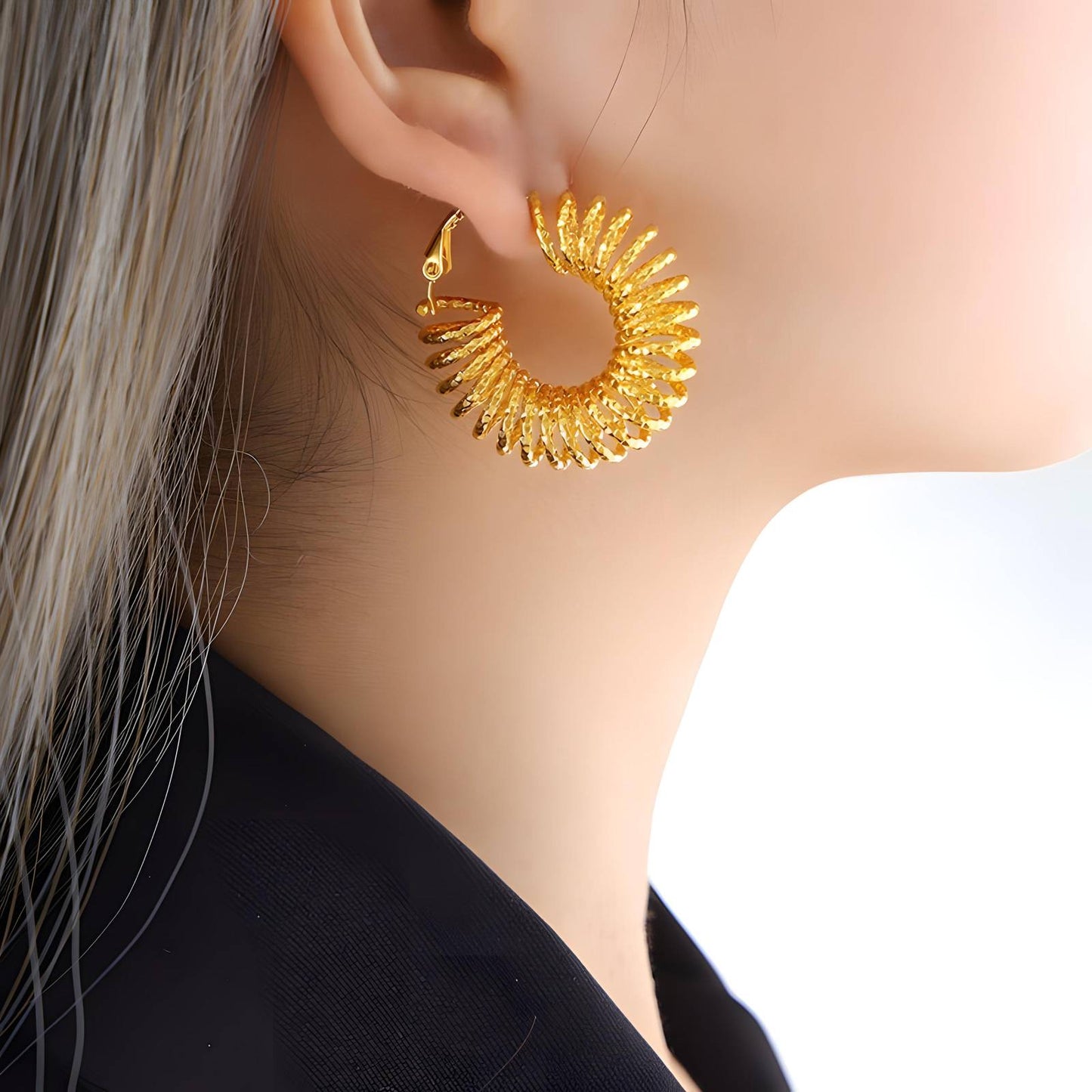 18K gold plated Stainless steel  Spiral earrings, Intensity