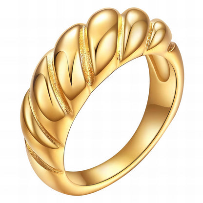 18K gold plated Stainless steel  Сroissant finger ring, Intensity