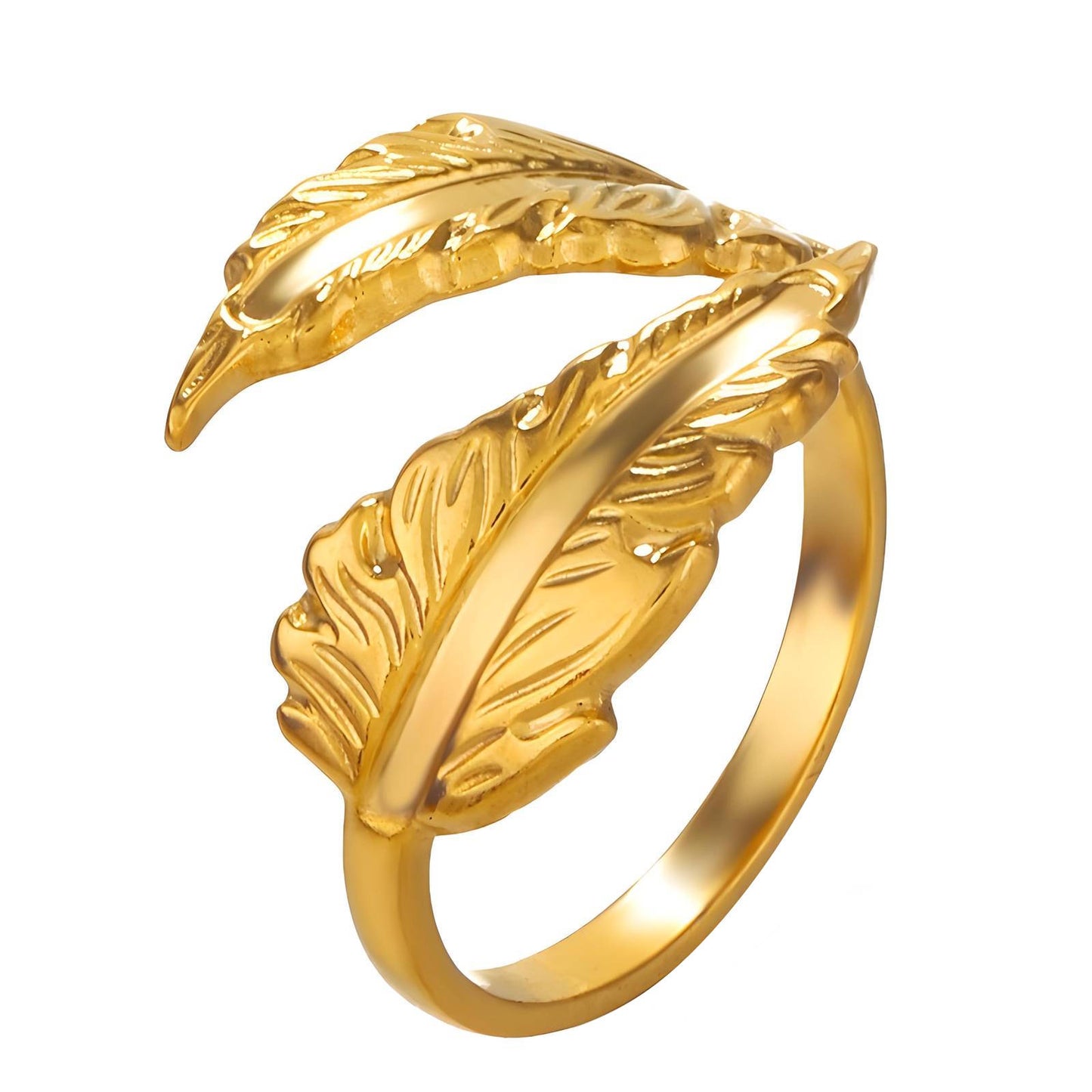 18K gold plated Stainless steel  Leafs finger ring, Intensity