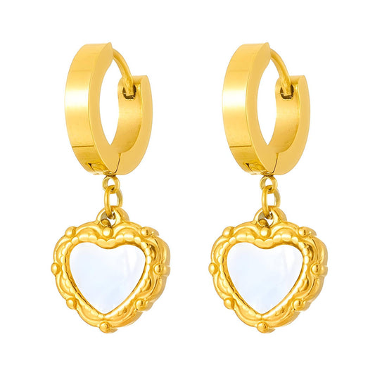 18K gold plated Stainless steel  Heart earrings, Intensity