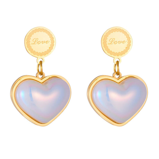 18K gold plated Stainless steel  Hearts earrings, Intensity