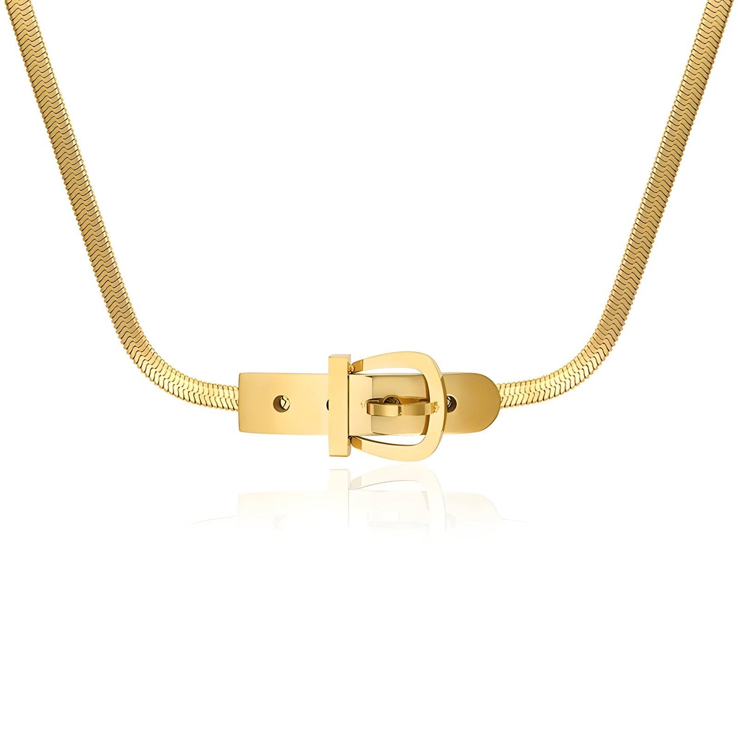 18K gold plated Stainless steel  Belt necklace, Intensity