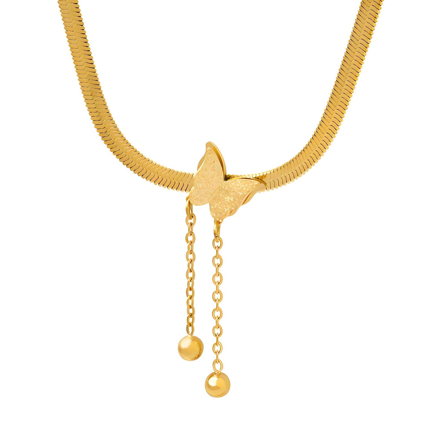 18K gold plated Stainless steel  Butterfly necklace, Intensity