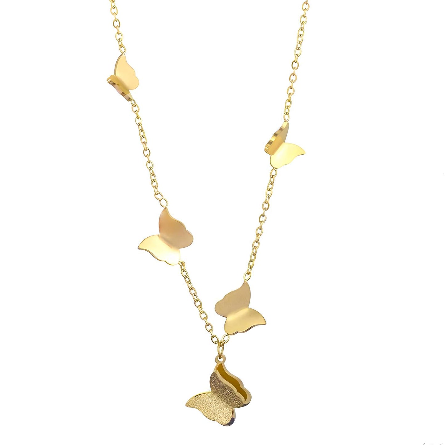 18K gold plated Stainless steel  Butterflies necklace, Intensity