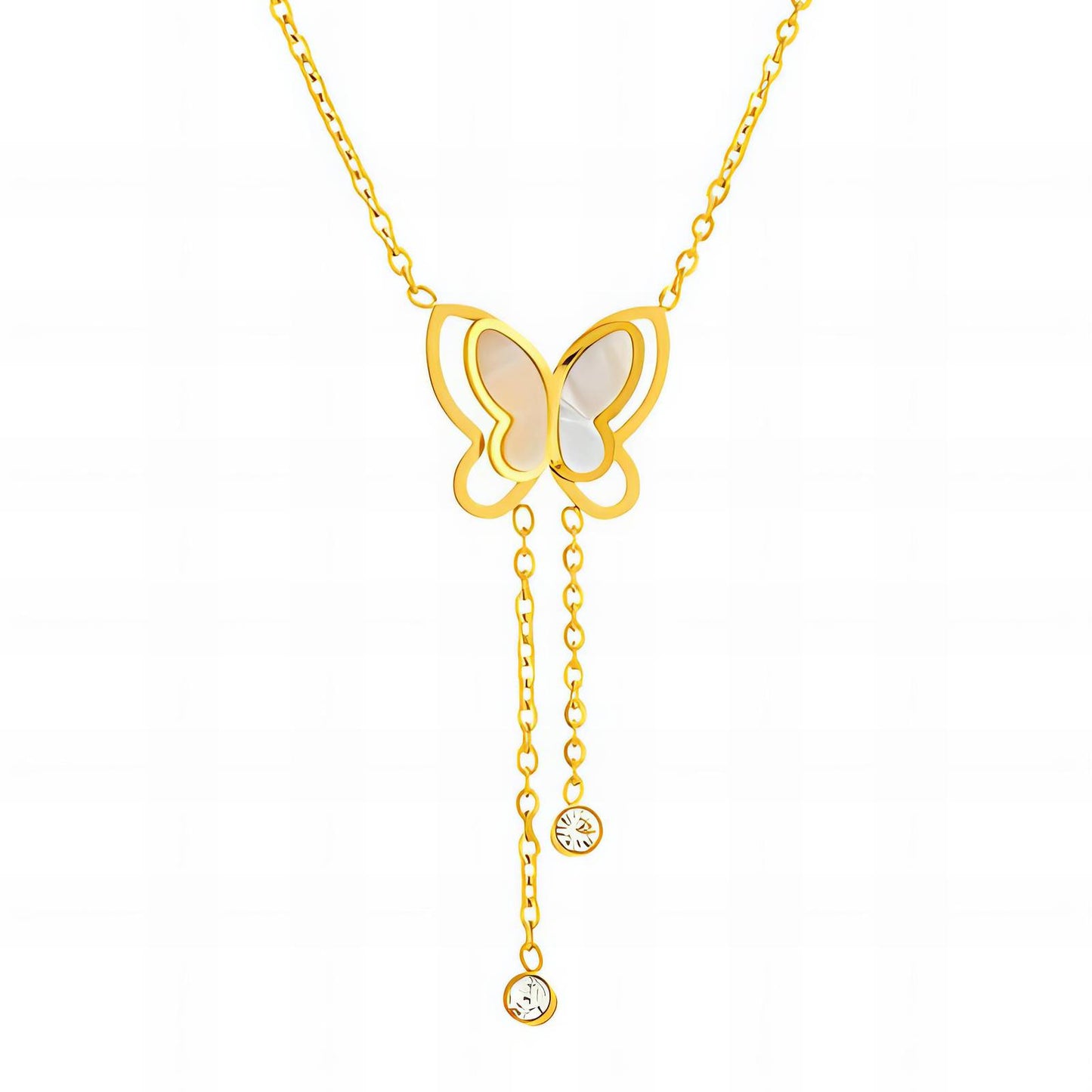 18K gold plated Stainless steel  Butterfly necklace, Intensity