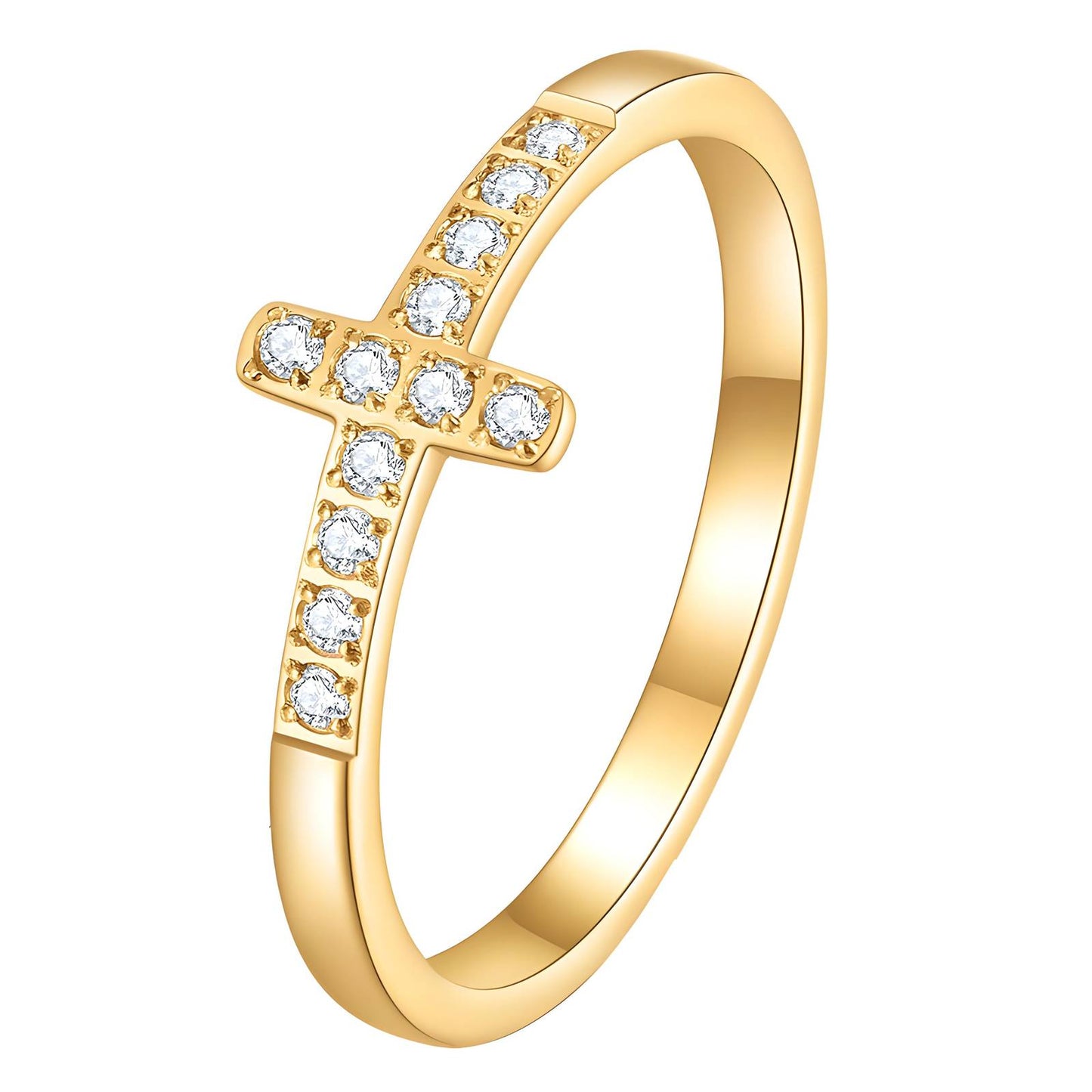 18K gold plated Stainless steel  Crosses finger ring, Intensity