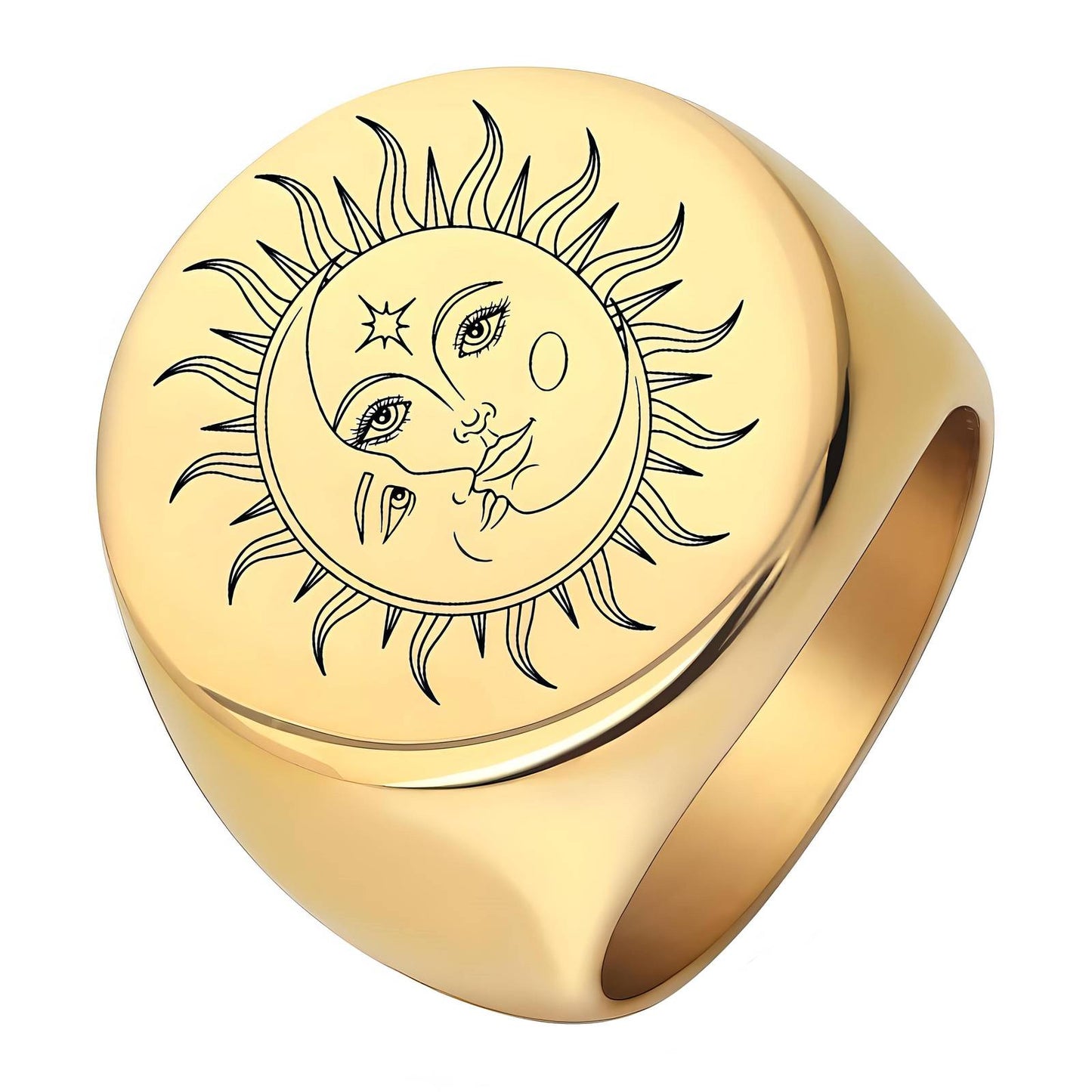 18K gold plated Stainless steel  The Sun finger ring, Intensity