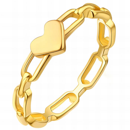 18K gold plated Stainless steel  Heart finger ring, Intensity