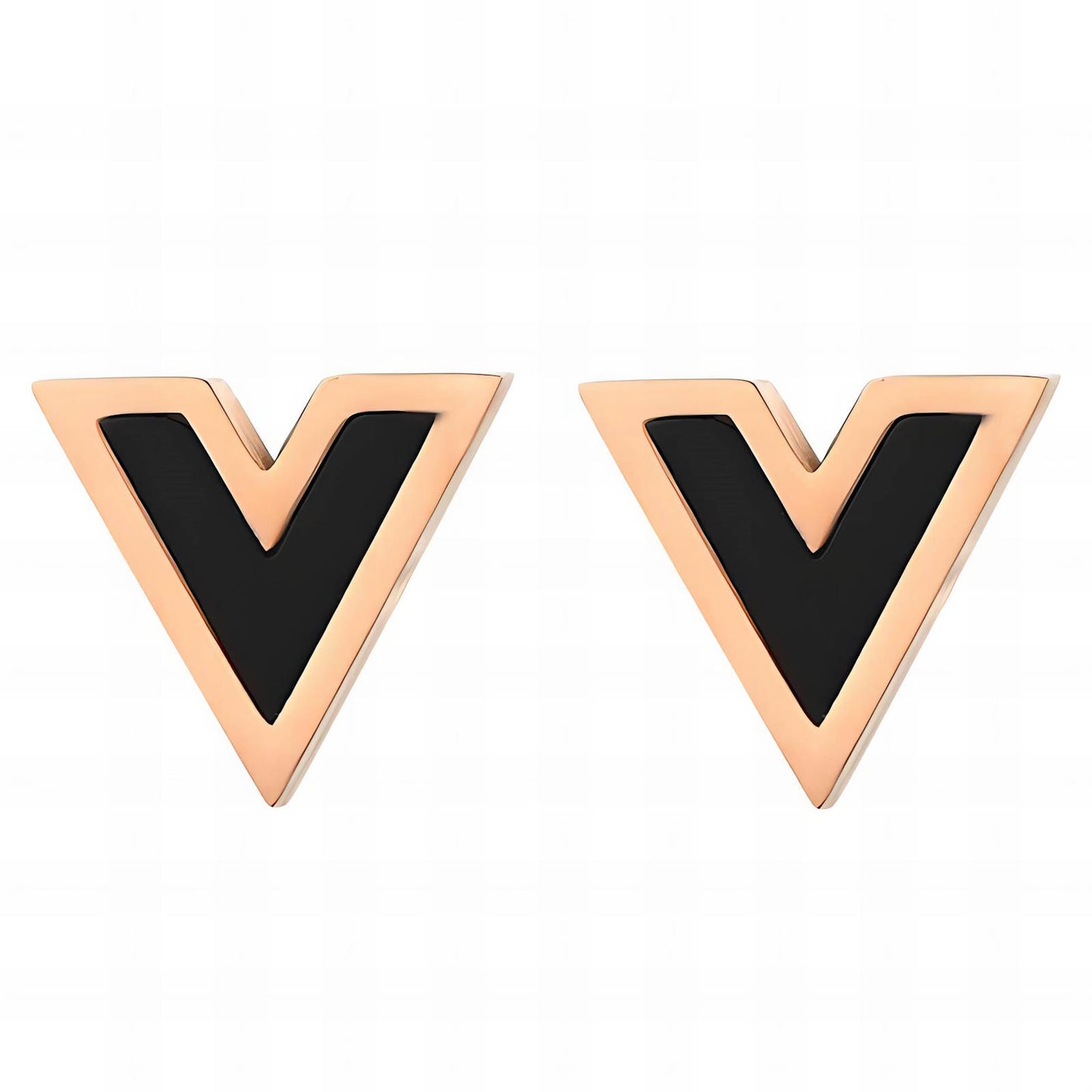 18K gold plated Stainless steel  Letter V earrings, Intensity