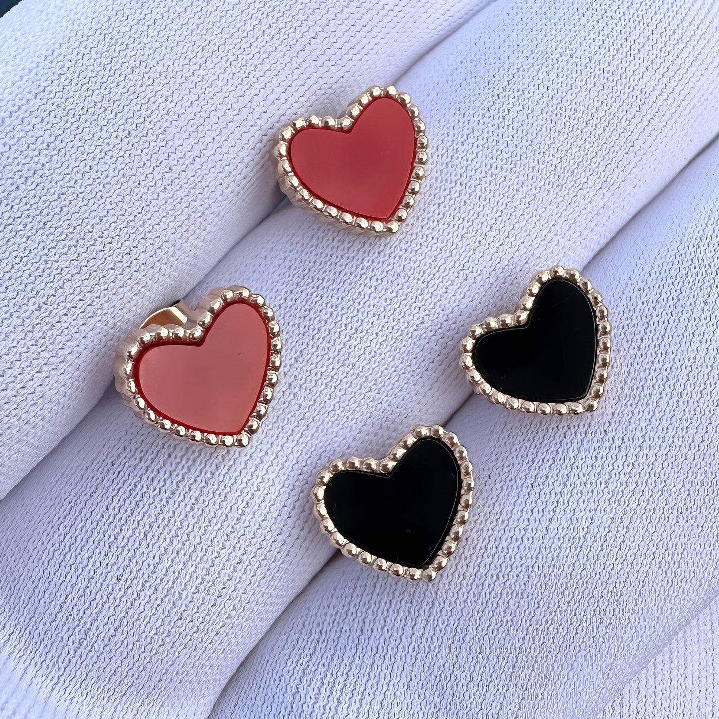 18K gold plated Stainless steel  Hearts earrings, Intensity