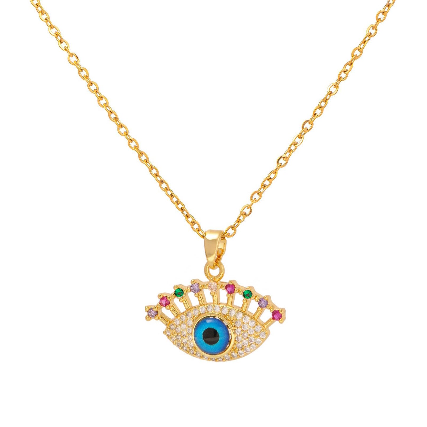 18K gold plated Stainless steel  Evil Eye necklace, Intensity