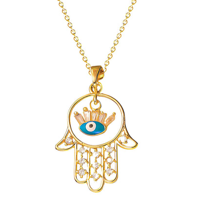 18K gold plated Stainless steel  evil eye necklace, Intensity