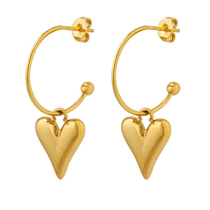 18K gold plated Stainless steel  Hearts earrings, Intensity