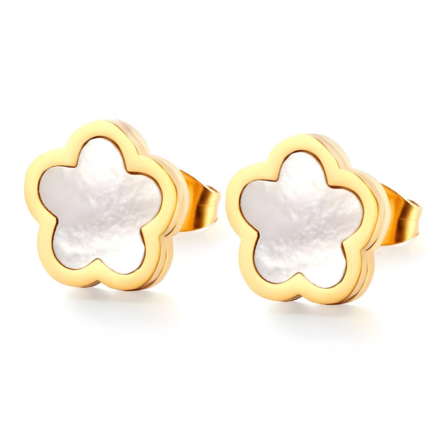 18K gold plated Stainless steel  Flowers earrings, Intensity