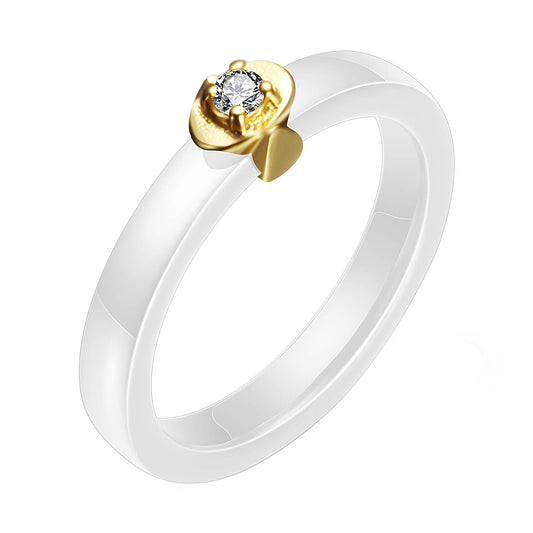 Ceramic / 18K gold plated steel finger ring, Intensity