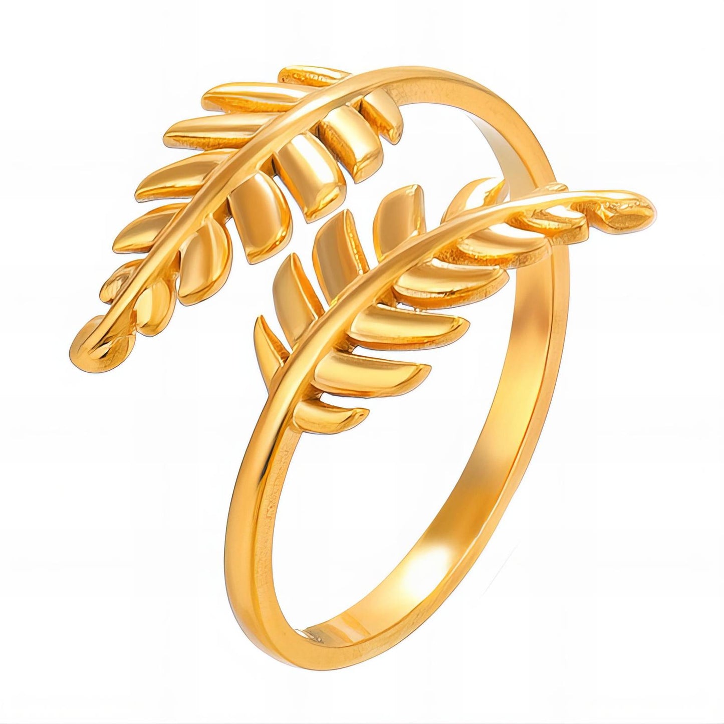 18K gold plated Stainless steel  Leafs finger ring, Intensity