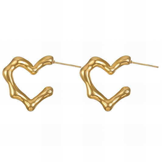 18K gold plated Stainless steel  Hearts earrings, Intensity