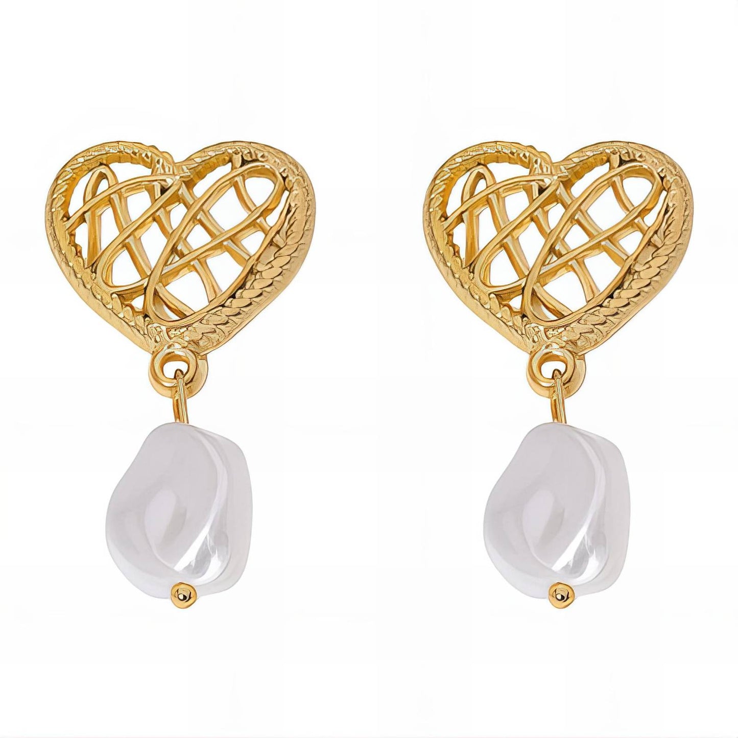 18K gold plated Stainless steel  Hearts earrings, Intensity