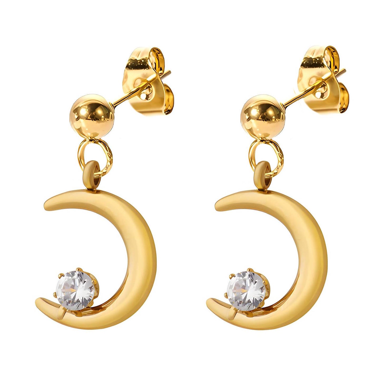 18K gold plated Stainless steel  Crescent moon earrings, Intensity