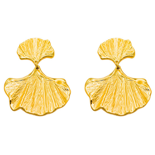 18K gold plated Stainless steel  Ginkgo leaf  earrings, Intensity