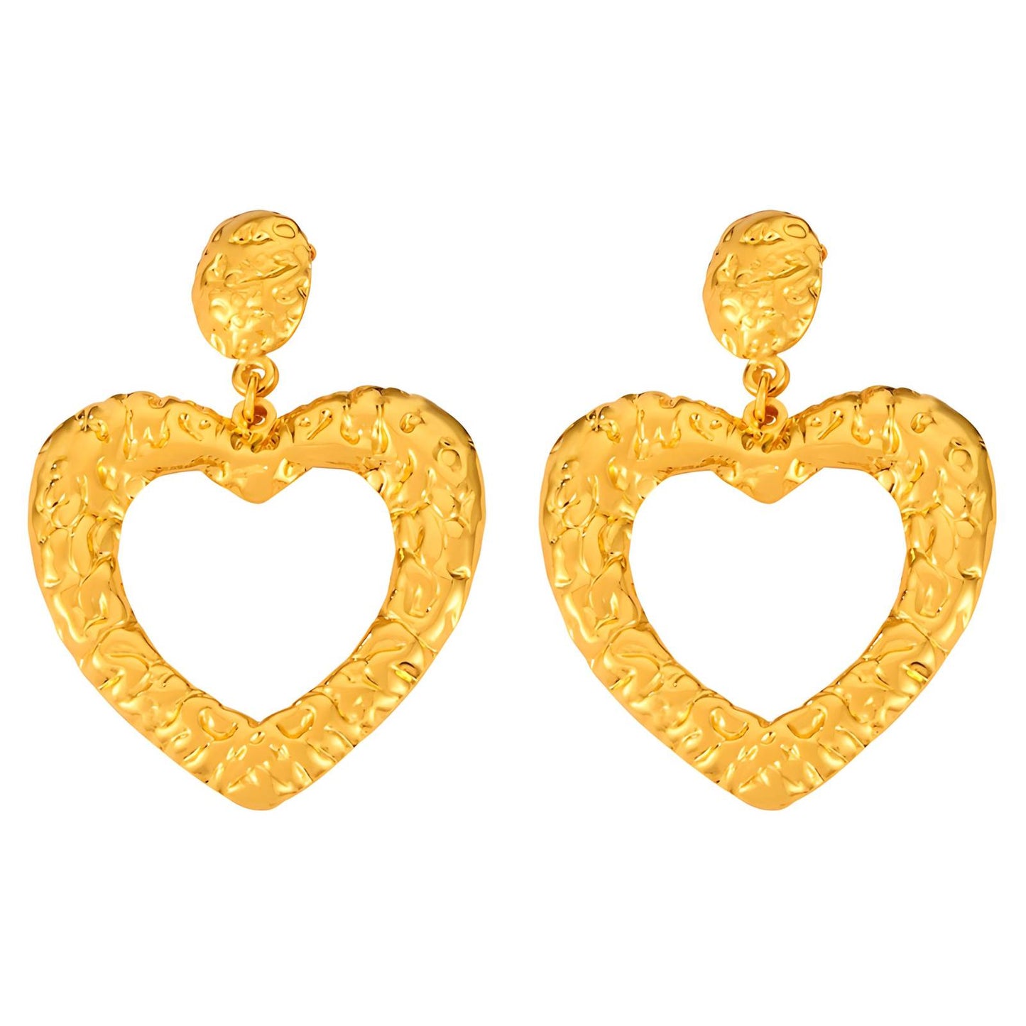 18K gold plated Stainless steel  Hearts earrings, Intensity