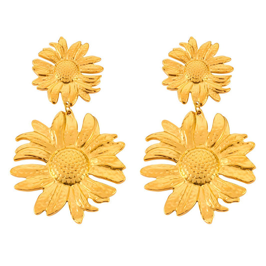 18K gold plated Stainless steel  Flowers earrings, Intensity