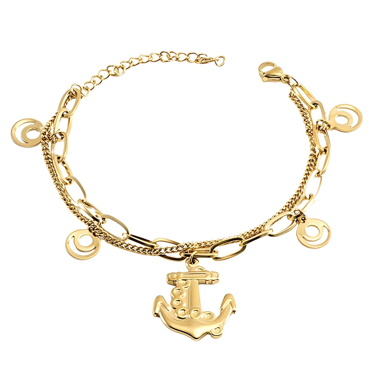 18K gold plated Stainless steel  Anchor bracelet, Intensity