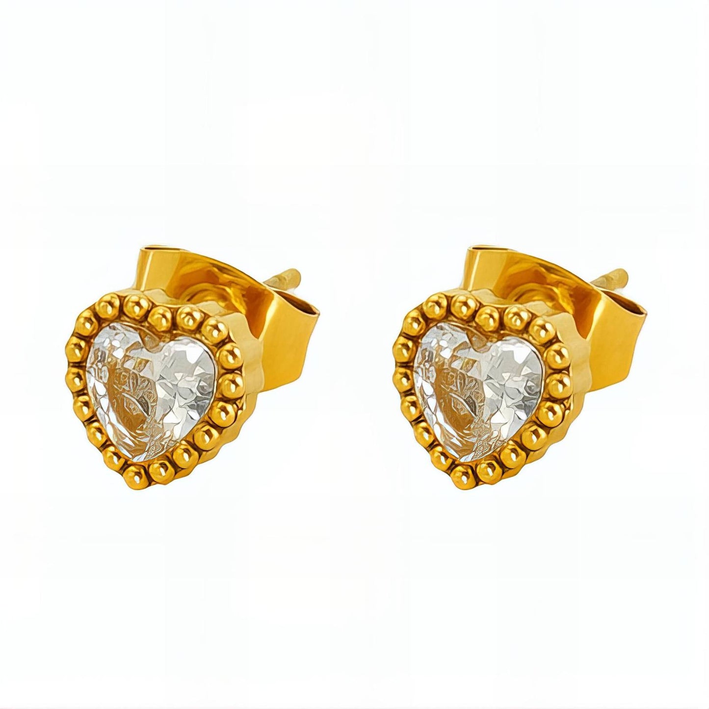 18K gold plated Stainless steel  Hearts earrings, Intensity