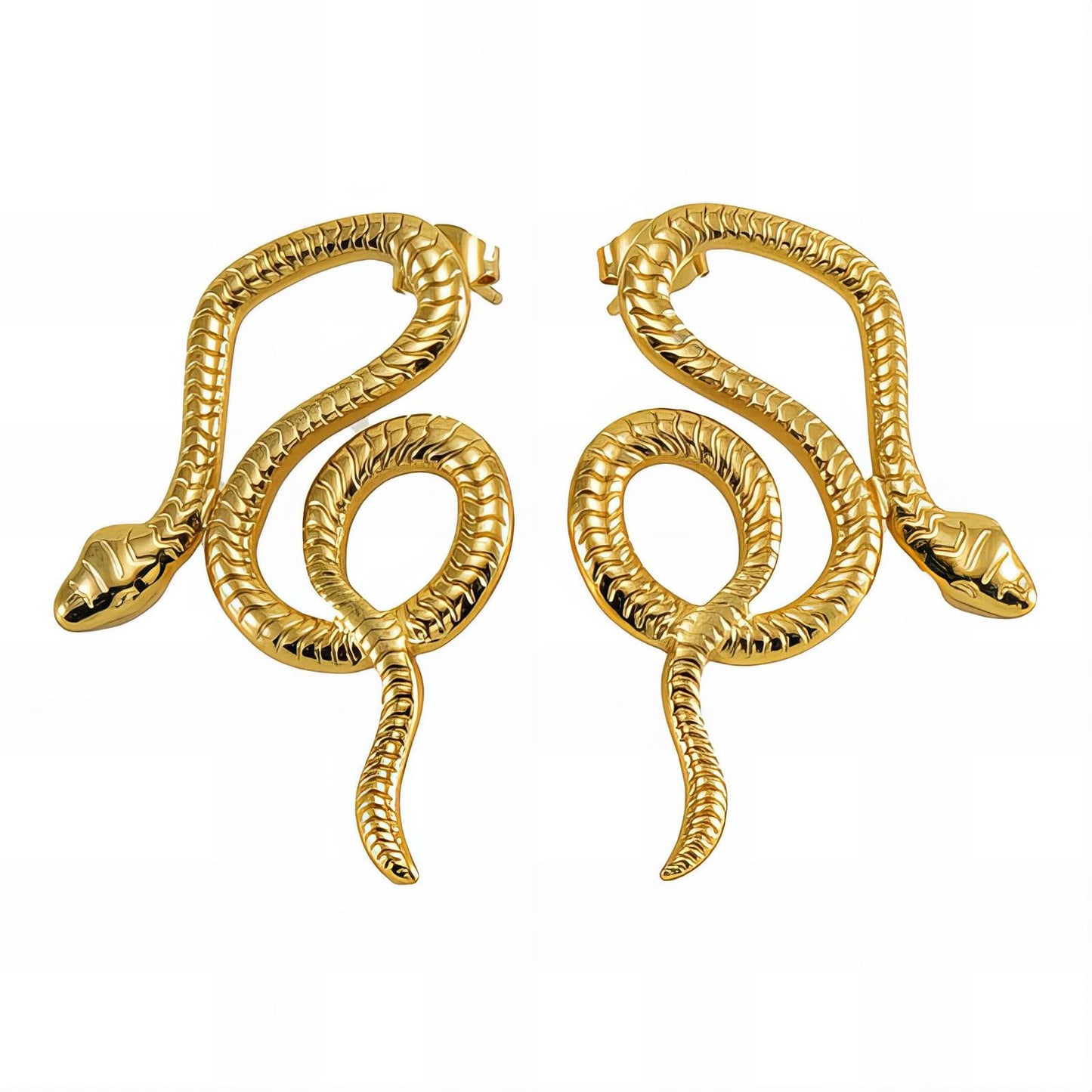 18K gold plated Stainless steel  Snakes earrings, Intensity