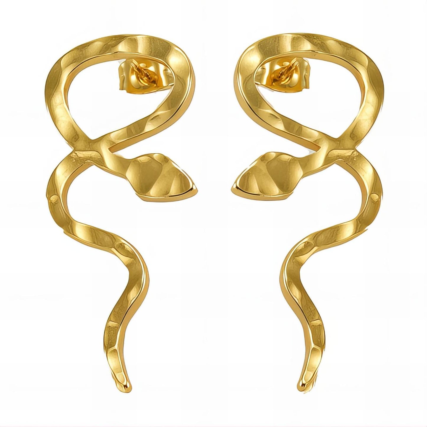 18K gold plated Stainless steel  Snakes earrings, Intensity