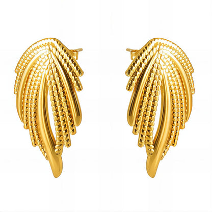 18K gold plated Stainless steel  Leafs earrings, Intensity