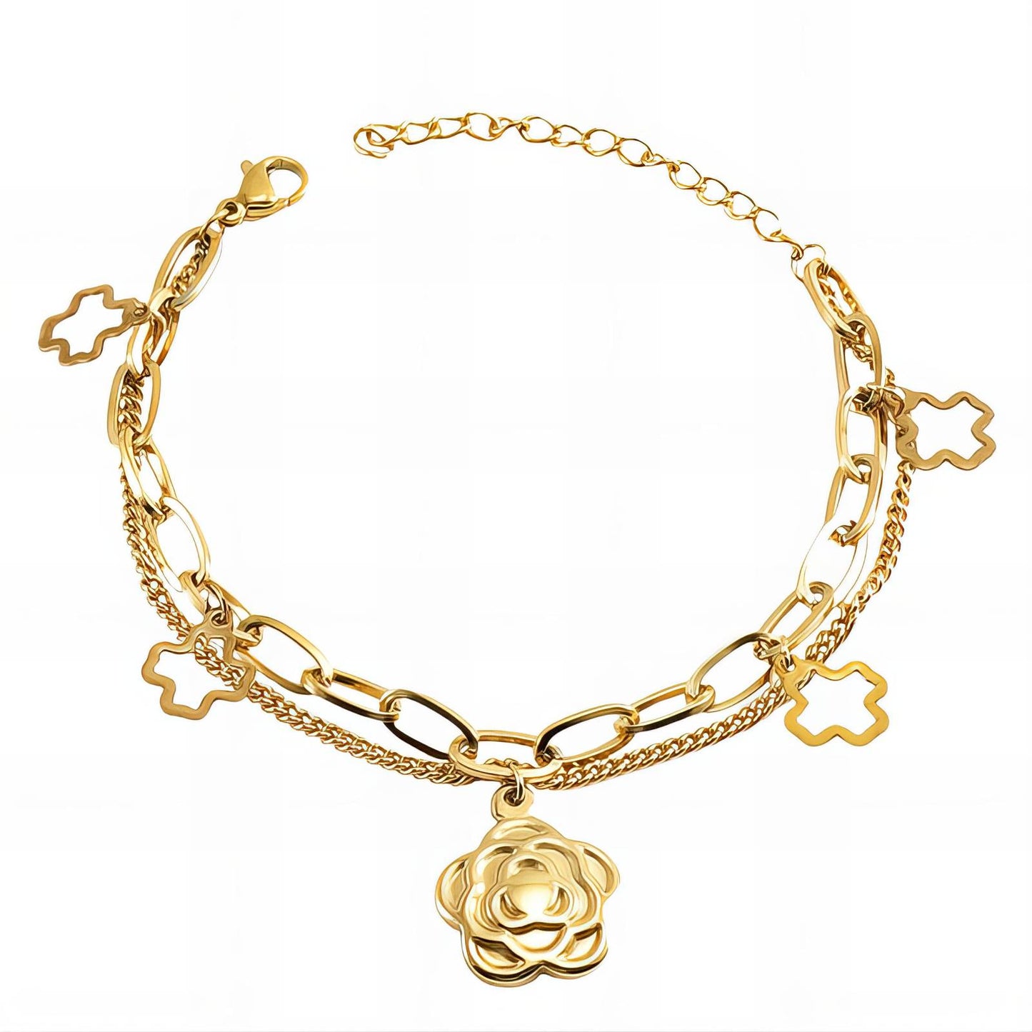 18K gold plated Stainless steel  Flowers bracelet, Intensity