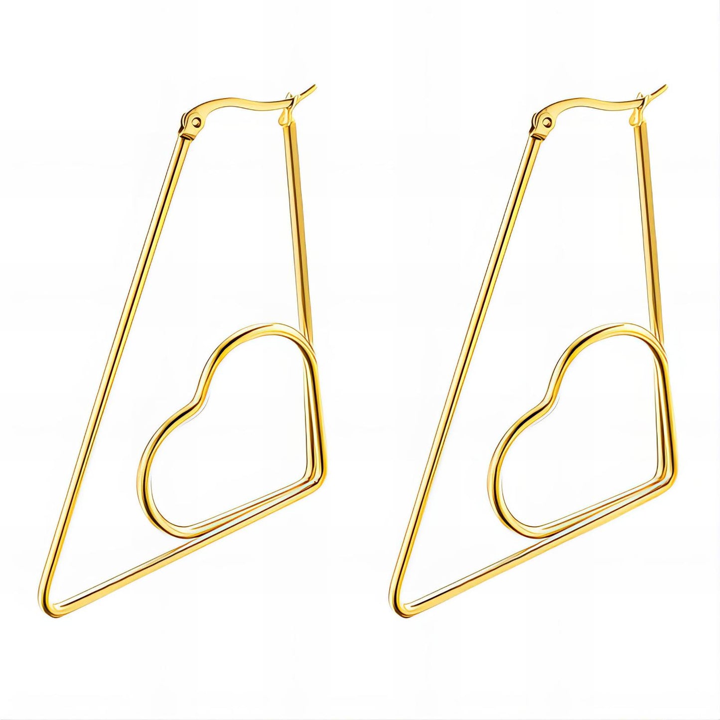 18K gold plated Stainless steel  Hearts earrings, Intensity