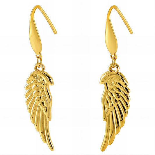 18K gold plated Stainless steel  Feathers earrings, Intensity