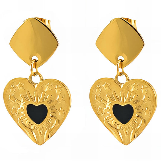 18K gold plated Stainless steel  Hearts earrings, Intensity