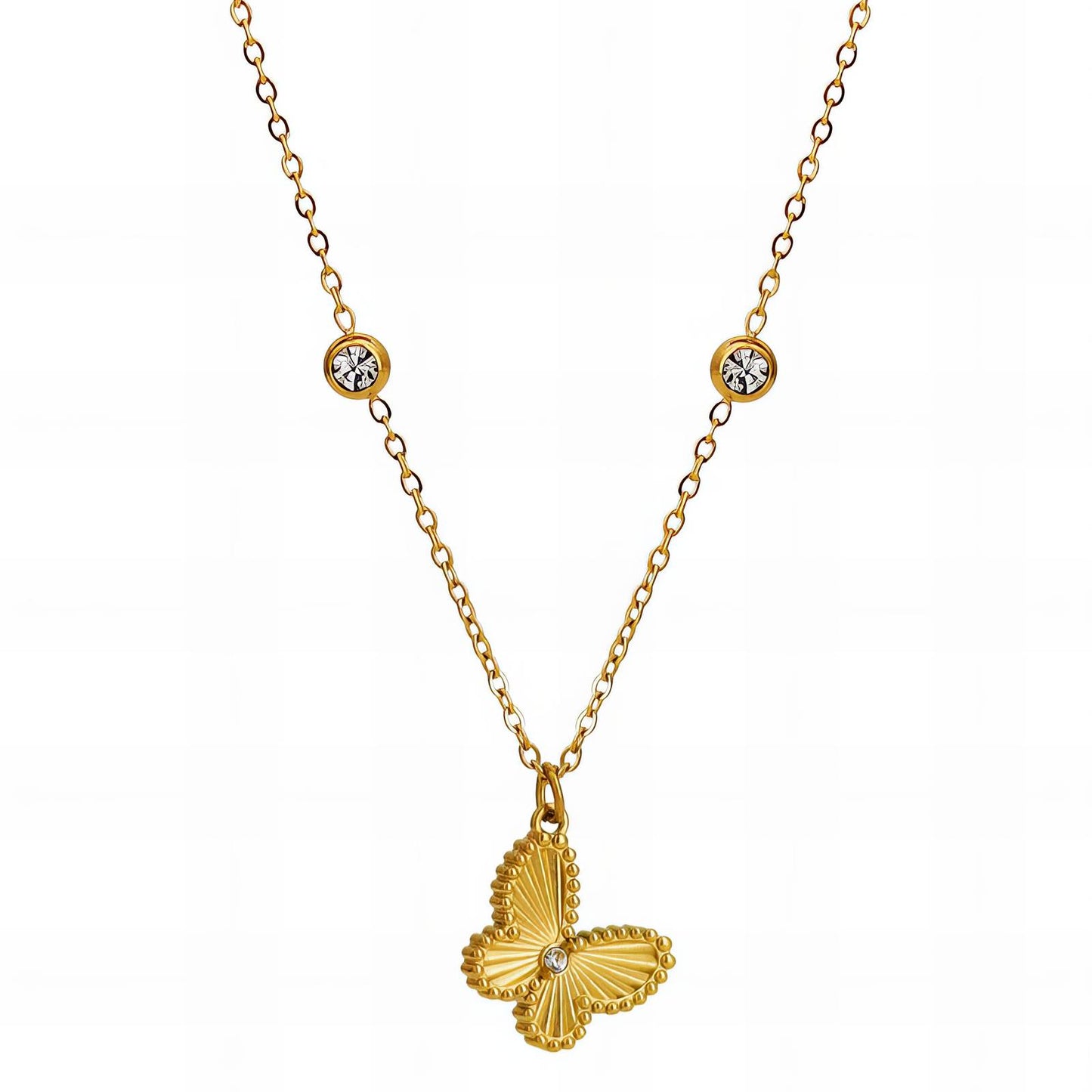 18K gold plated Stainless steel  Butterfly necklace, Intensity