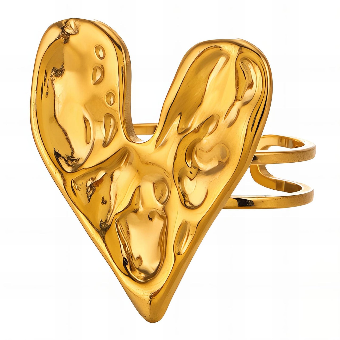 18K gold plated Stainless steel  Heart finger ring, Intensity