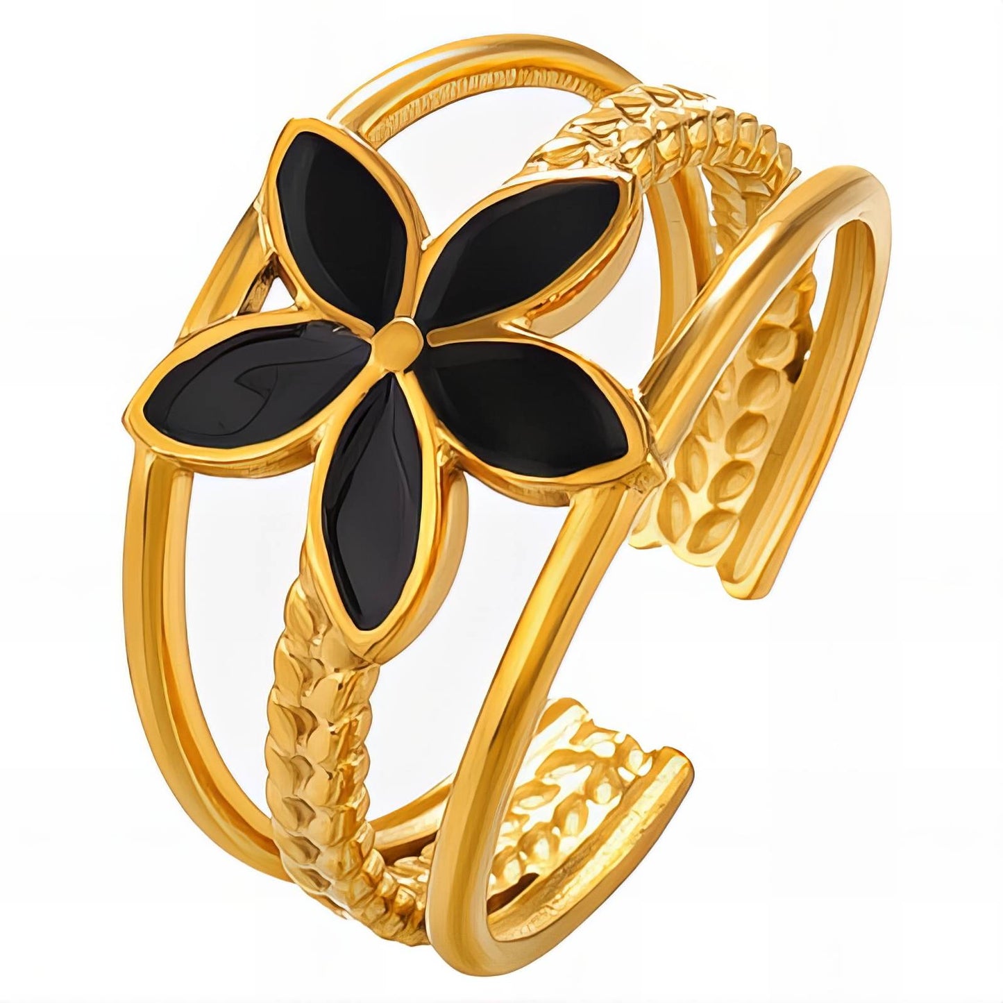 18K gold plated Stainless steel  Flowers finger ring, Intensity