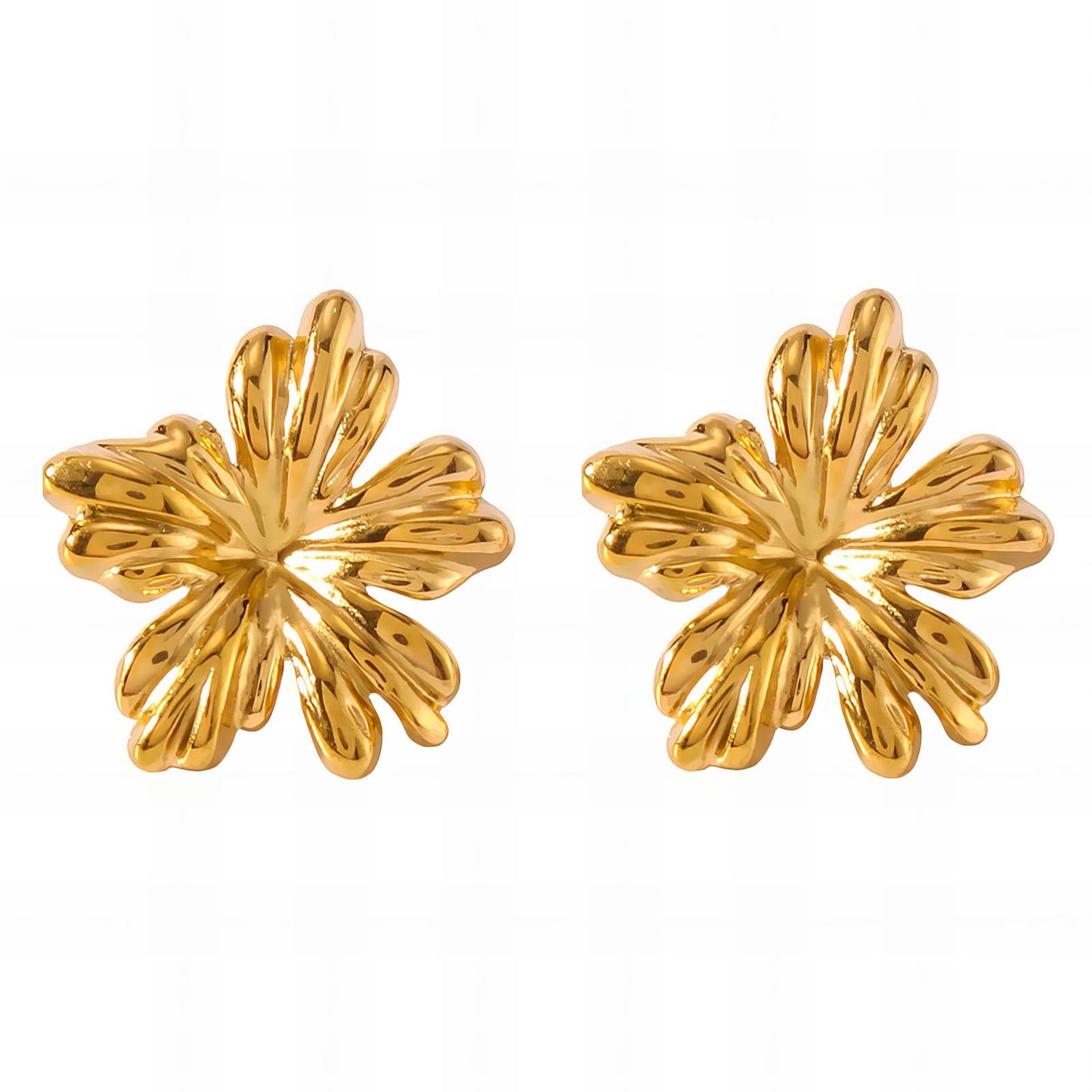 18K gold plated Stainless steel  Flowers earrings, Intensity