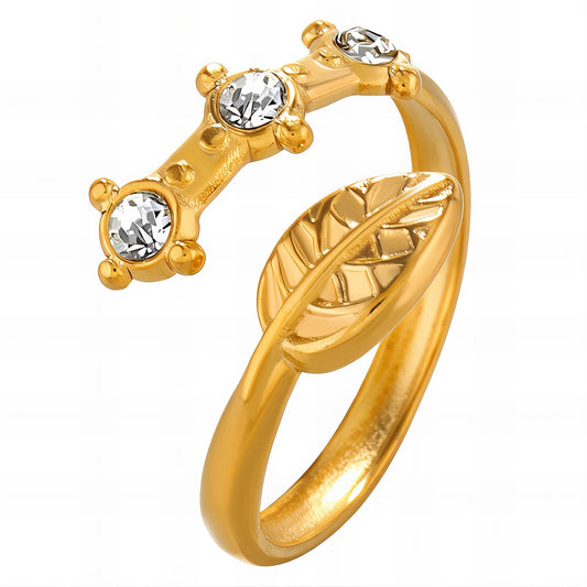 18K gold plated Stainless steel  Leaf finger ring, Intensity