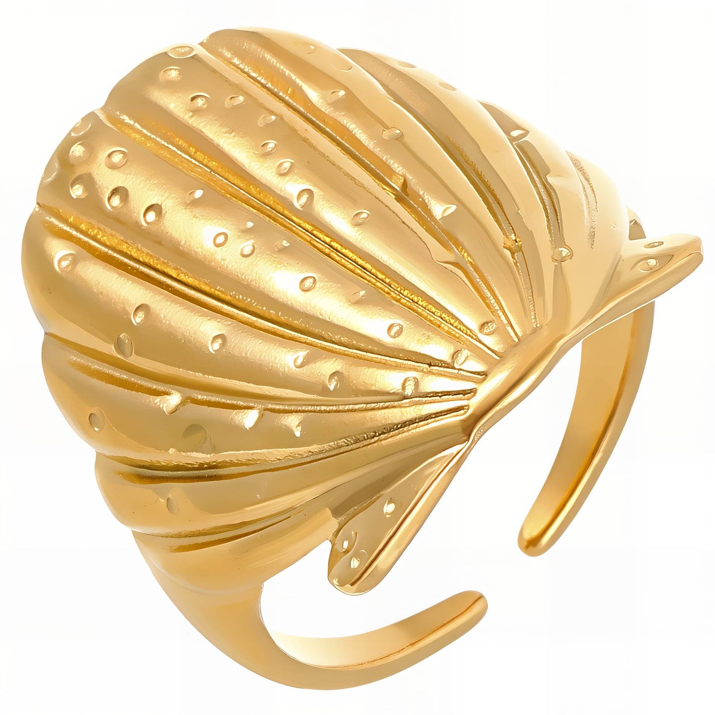 18K gold plated Stainless steel  Shell finger ring, Intensity