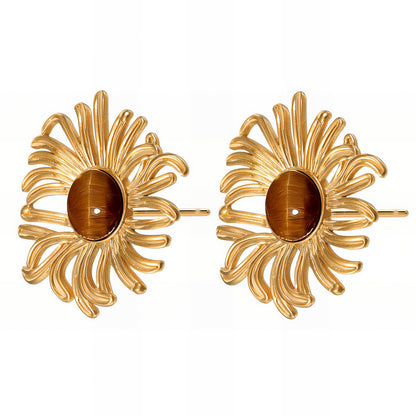 18K gold plated Stainless steel  Flowers earrings, Intensity